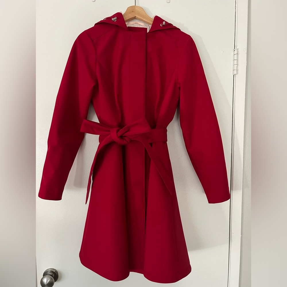 Rainsisters Fit and Flare Raincoat in Deep Red - S